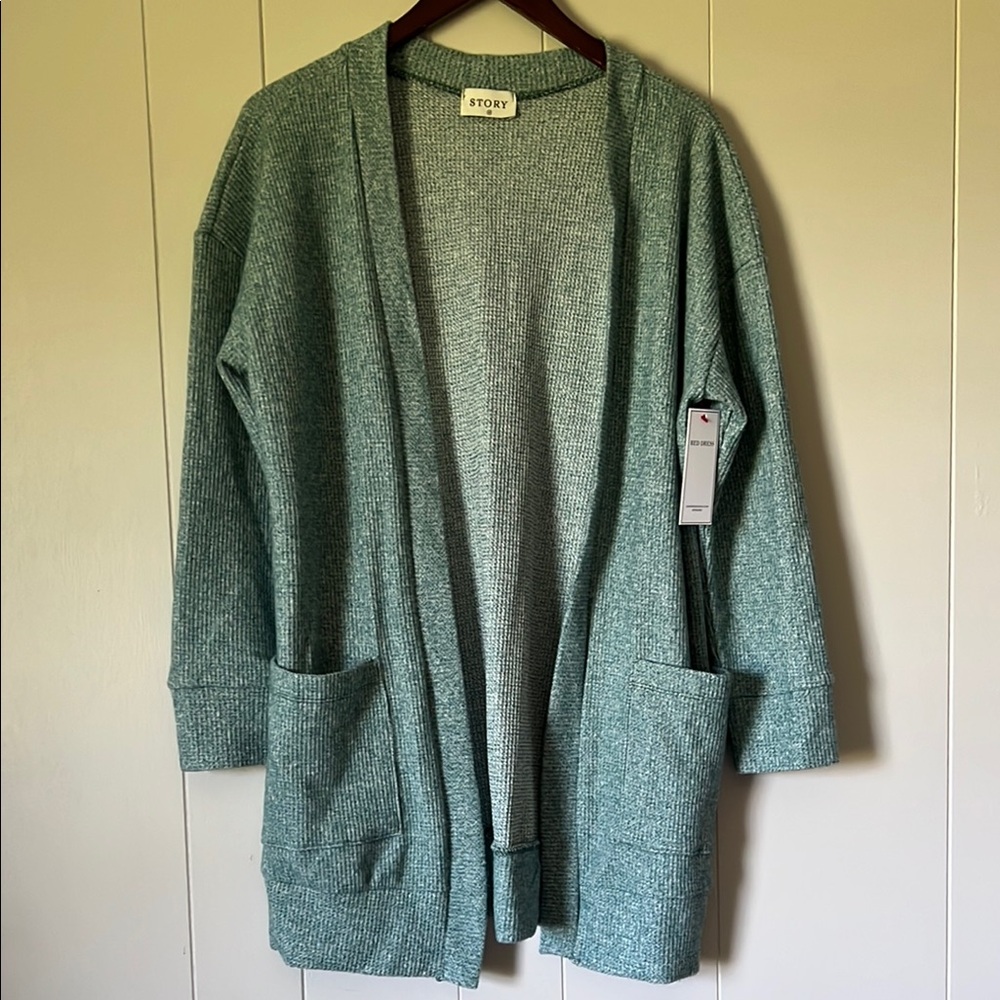 Story Green Knit Cardigan Sweater